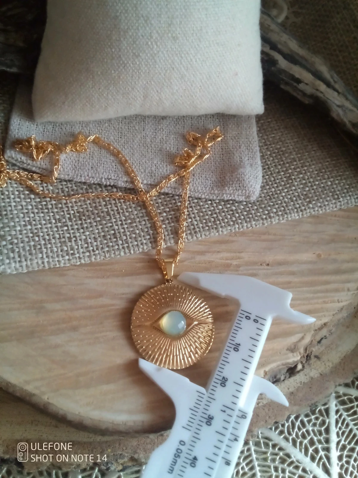 Collier bohème pendentif pierre aqua calcédoine – photo 2